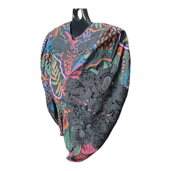 FARM Rio FrutisDream Puff Sleeve SubtleFruit Print NWT Sz S BOHO Art to Wear Y2K - Picture 12 of 15